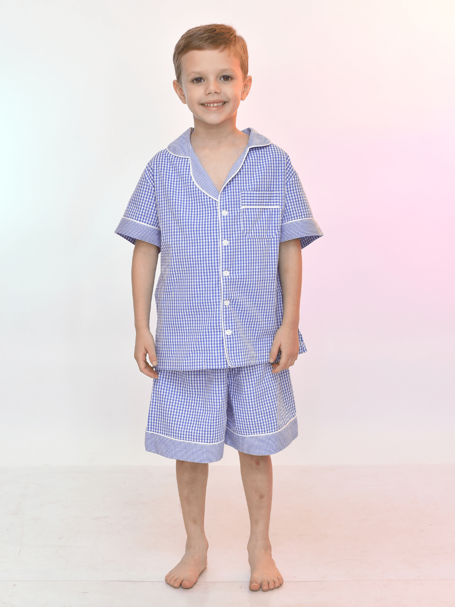 PIJAMA ALFAIATARIA CURTO XADREZ AZUL ROYAL