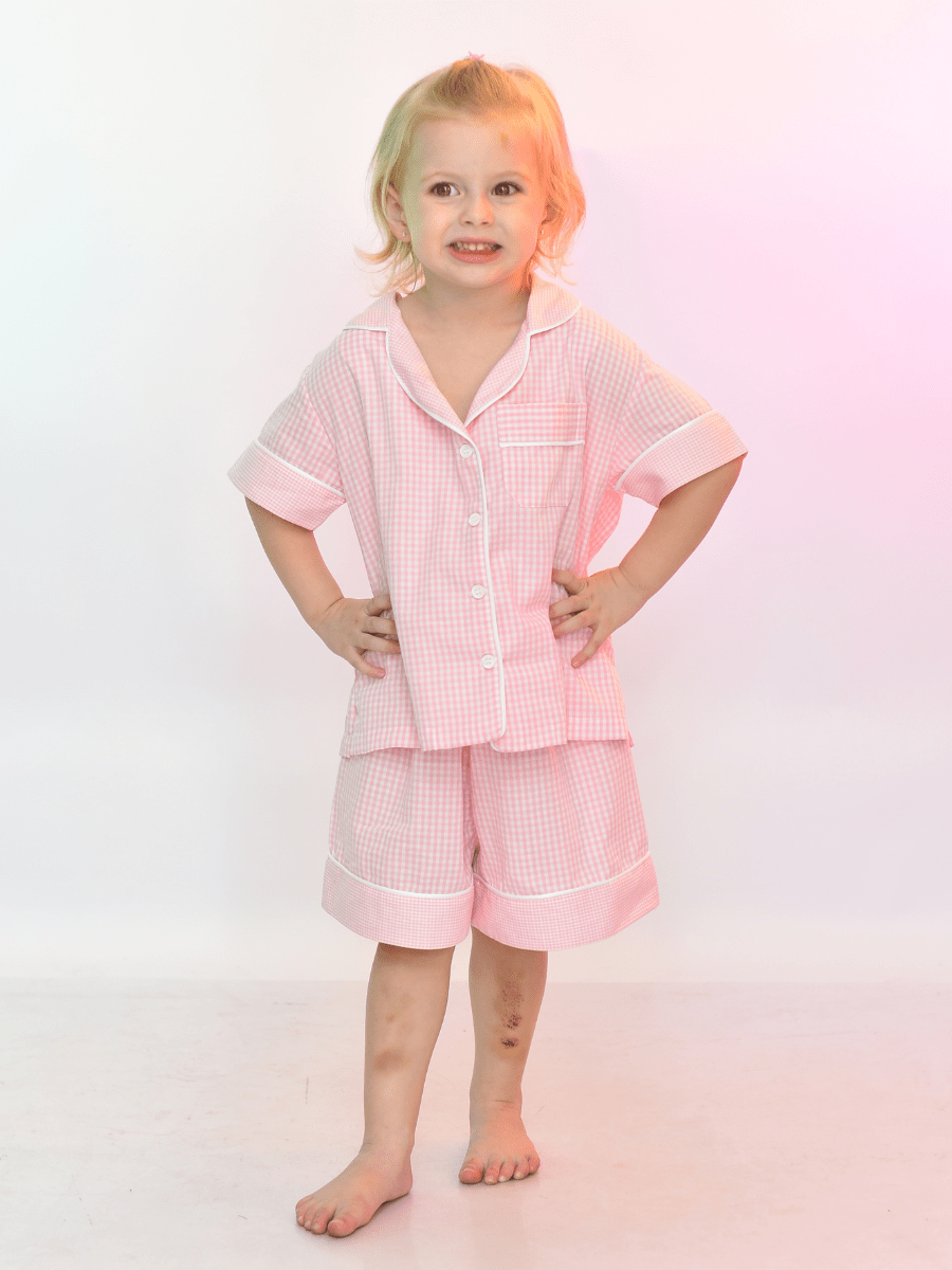 PIJAMA ALFAIATARIA LONGO XADREZ ROSA BEBÊ - Santo Pijama