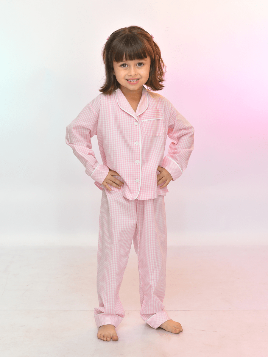 PIJAMA ALFAIATARIA LONGO XADREZ ROSA BEBÊ - Santo Pijama