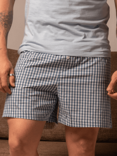 BOXER MASCULINA VICHY AZUL MARINHO