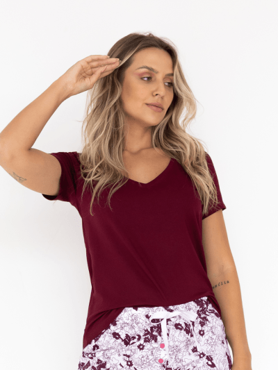 CAMISETA DECOTE V MARSALA