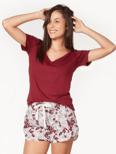 CONJUNTO CAMISETA + BOXER DOLL FLORA MARSALA