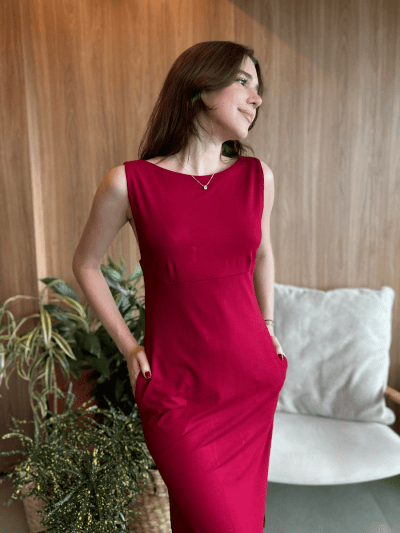 VESTIDO MIDI MARSALA