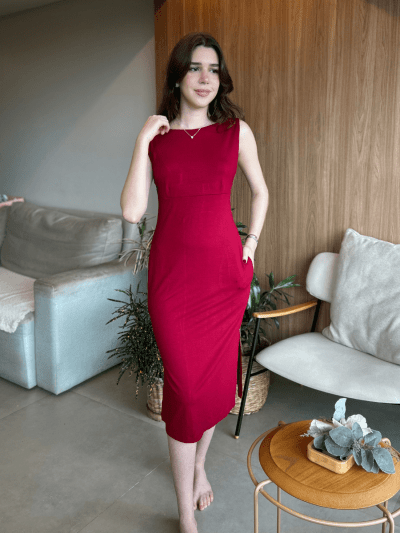 VESTIDO MIDI MARSALA