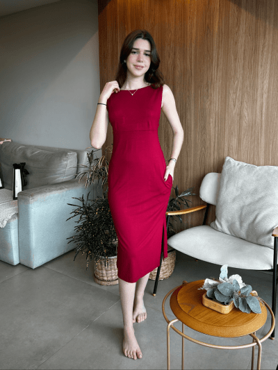 VESTIDO MIDI MARSALA