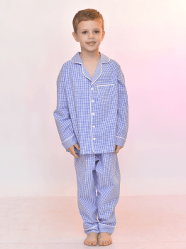 PIJAMA ALFAIATARIA LONGO XADREZ AZUL ROYAL